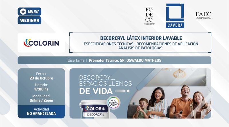 Webinar COLORÍN – DECORCRYL látex interior lavable – Actividad no arancelada