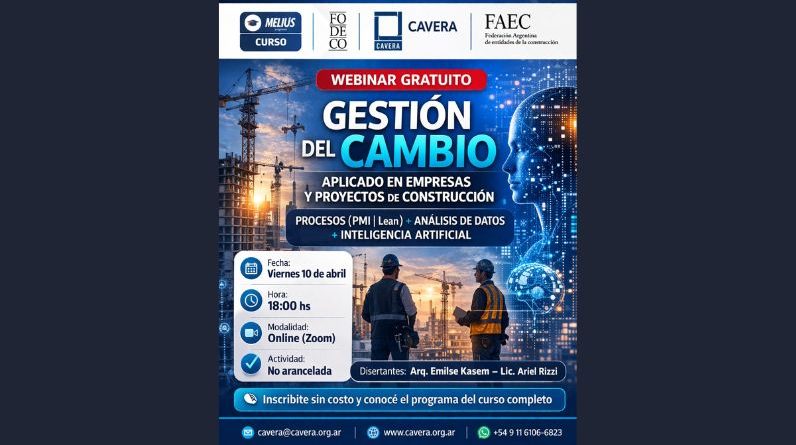 Webinar explicativo Curso Gestión del Cambio Aplicado en Empresas y Proyectos de Construcción Procesos (PMI | LEAN) + Análisis de datos + Inteligencia Artificial – Actividad no arancelada