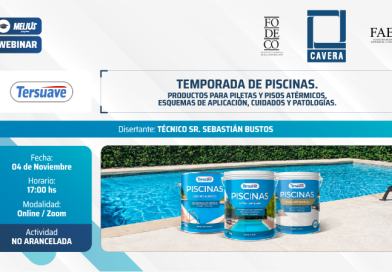 Webinar TERSUAVE – Temporadas de piscinas. Productos para piletas y pisos atérmicos, esquemas de aplicación, cuidados y patologías.⁣